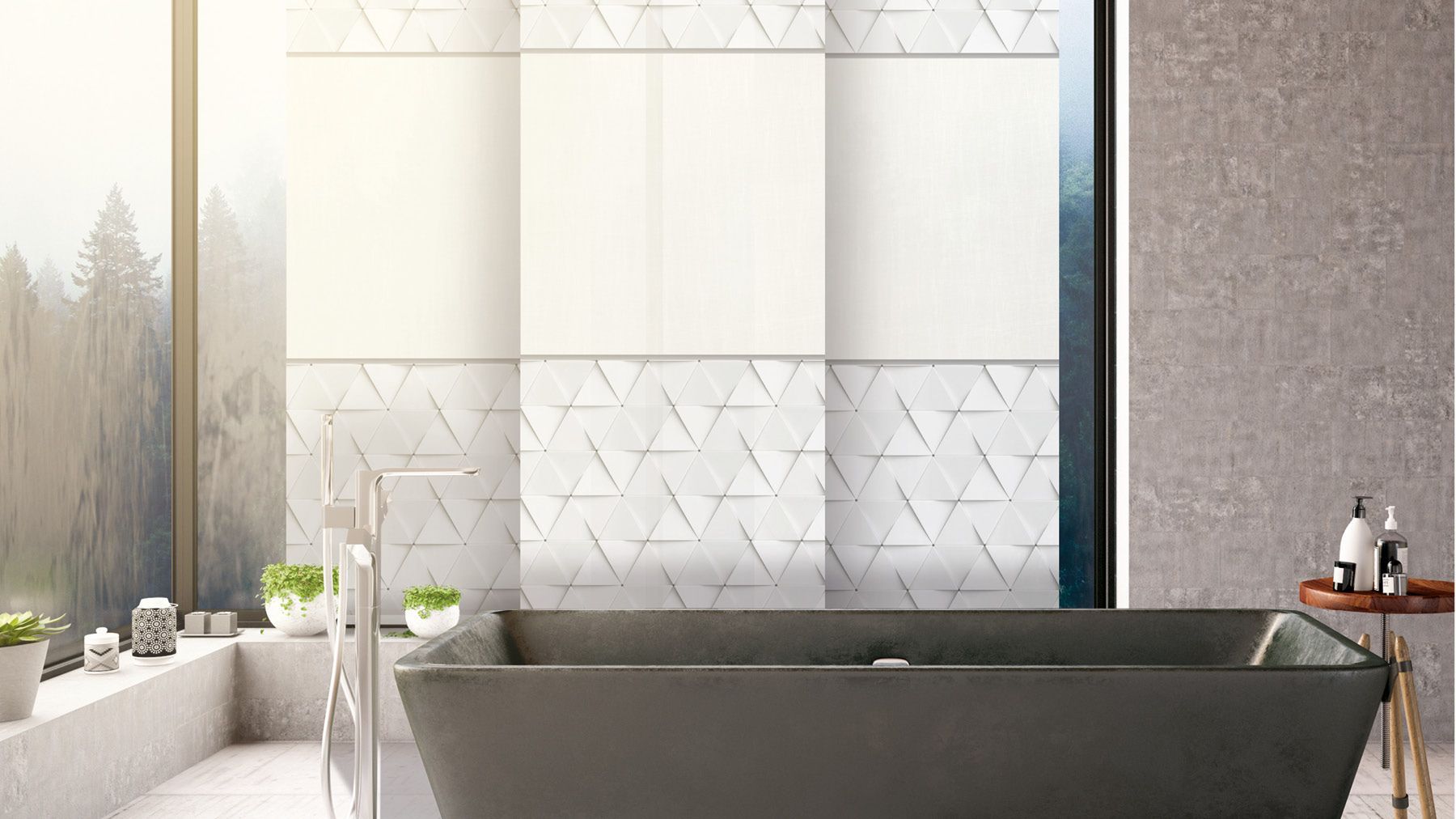 Beige Flächenvorhänge Badezimmer Teba