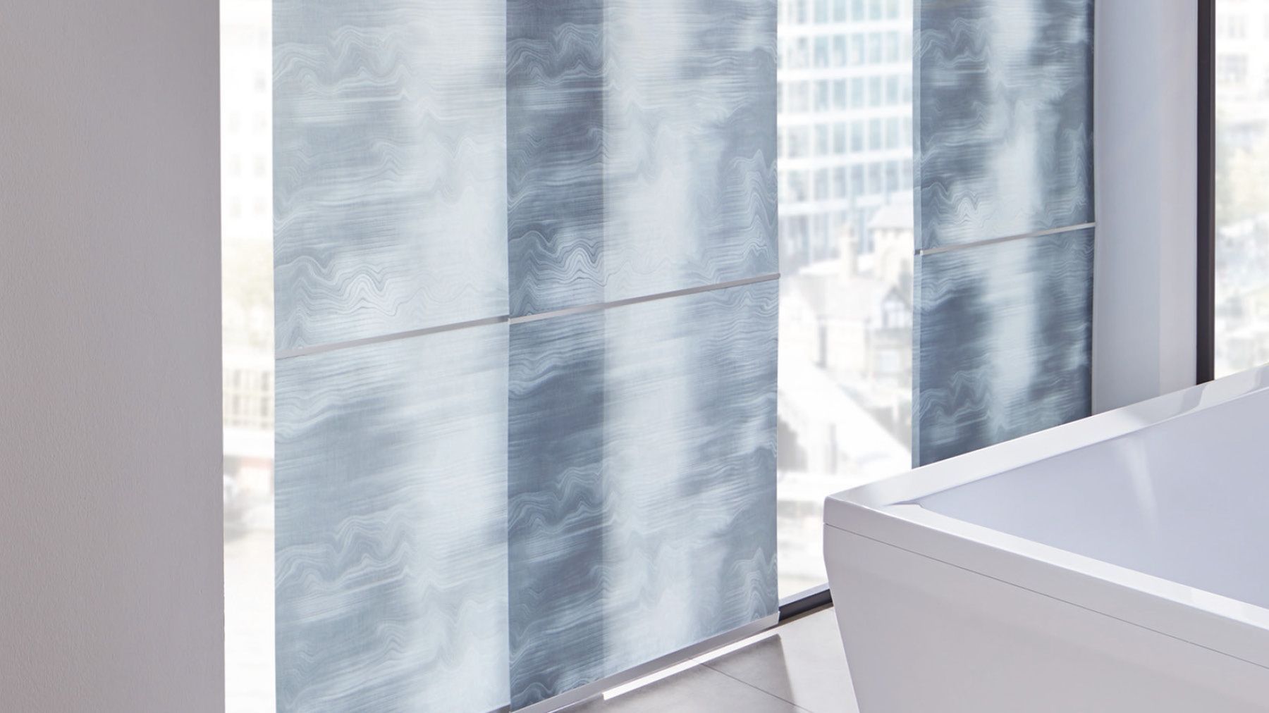 Grau blau Flächenvorhang Teba