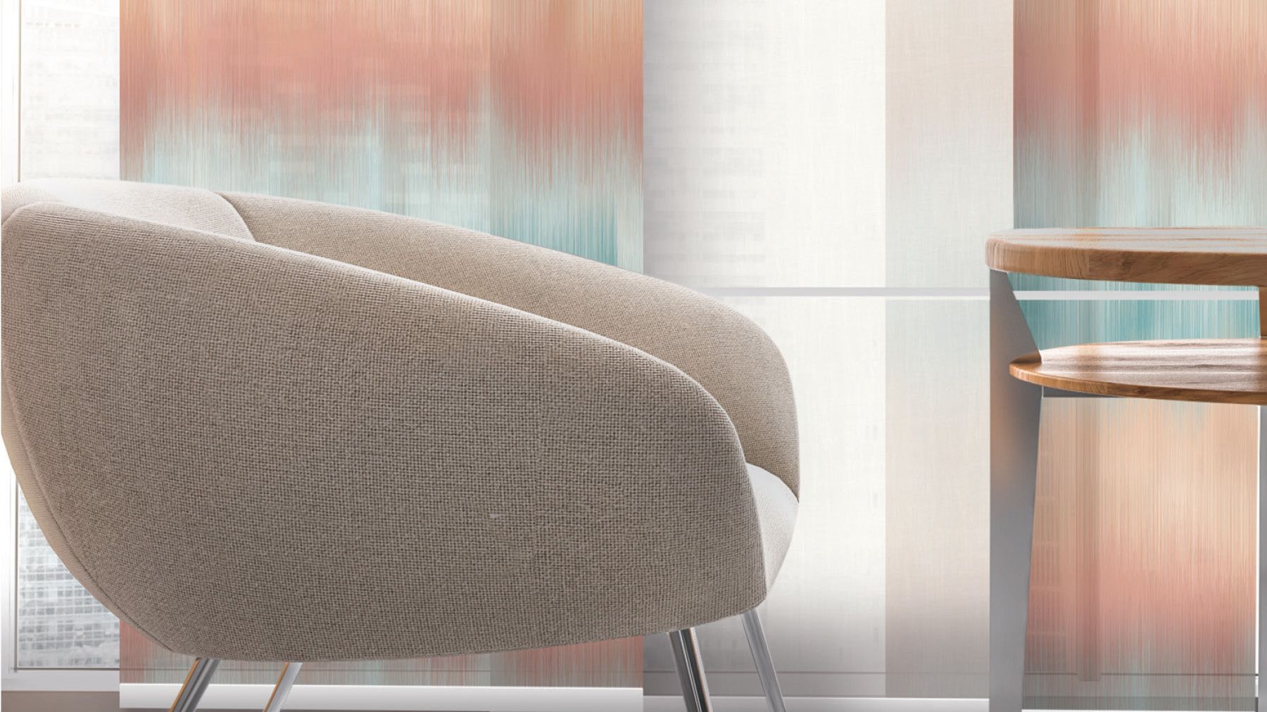 Bunter Flächenvorhang Wohnzimmer Teba