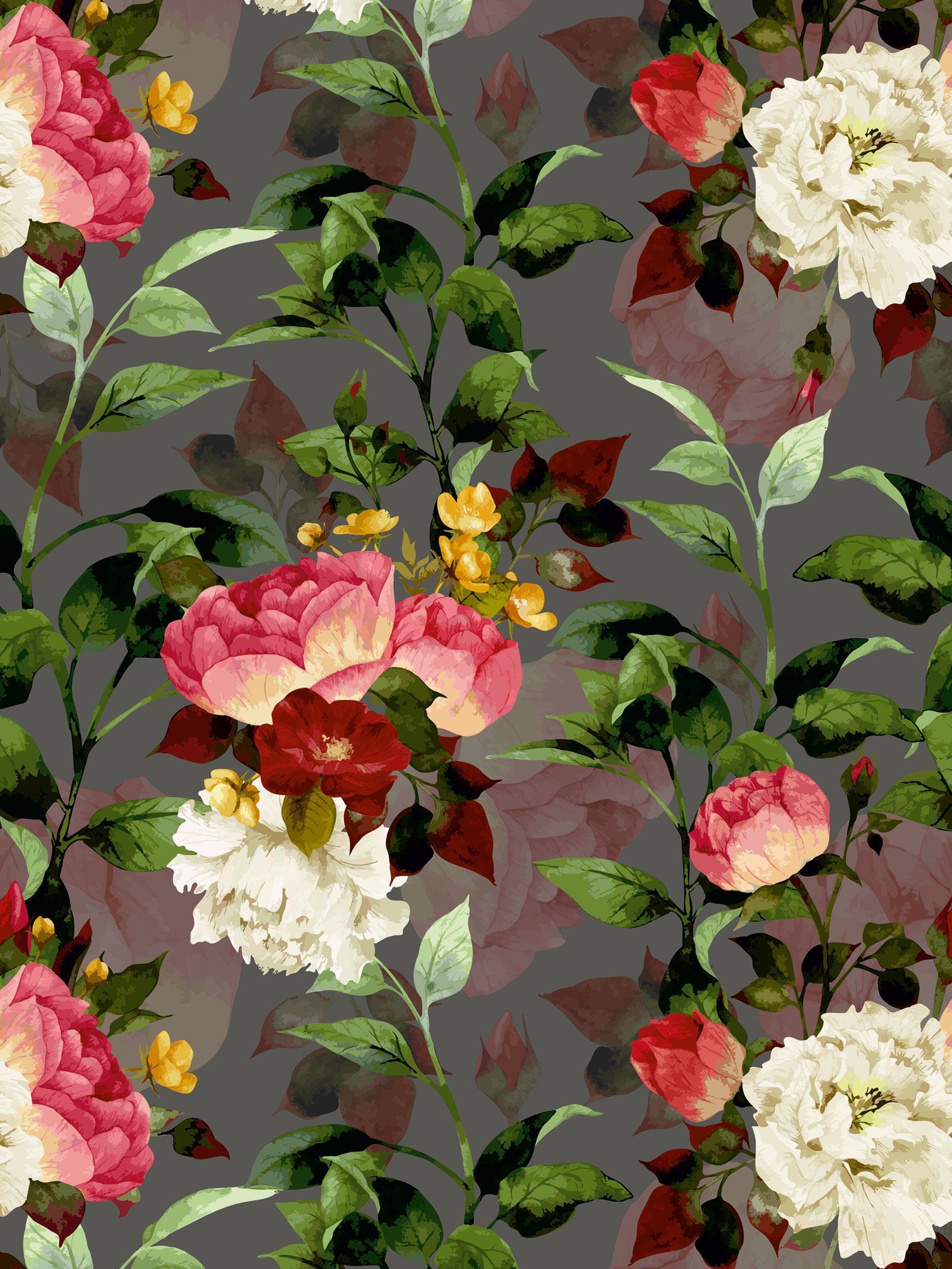 Blumen Stoffmuster Flächenvorhang Teba