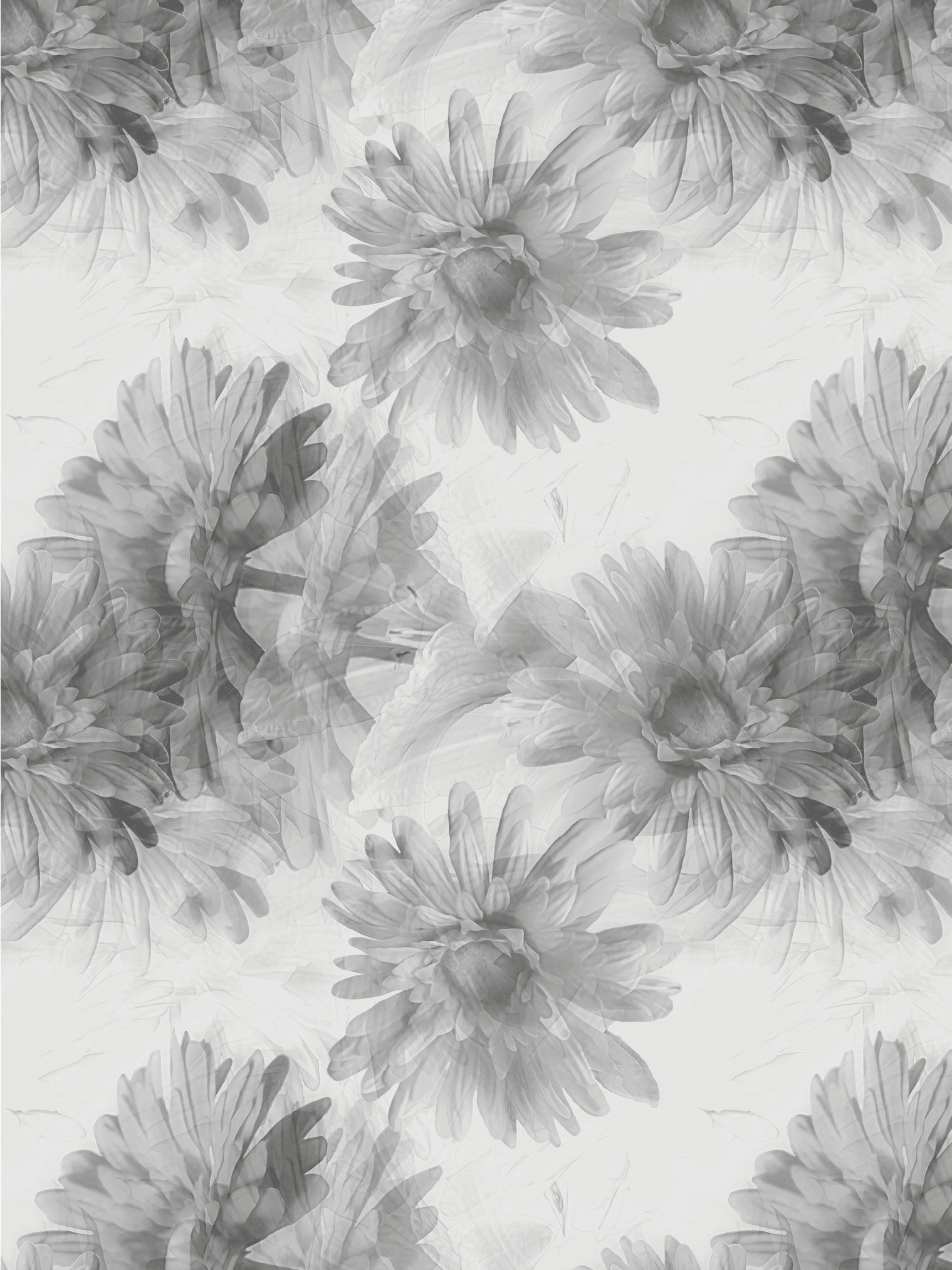 Graue Blumen Stoffmuster Flächenvorhang Teba