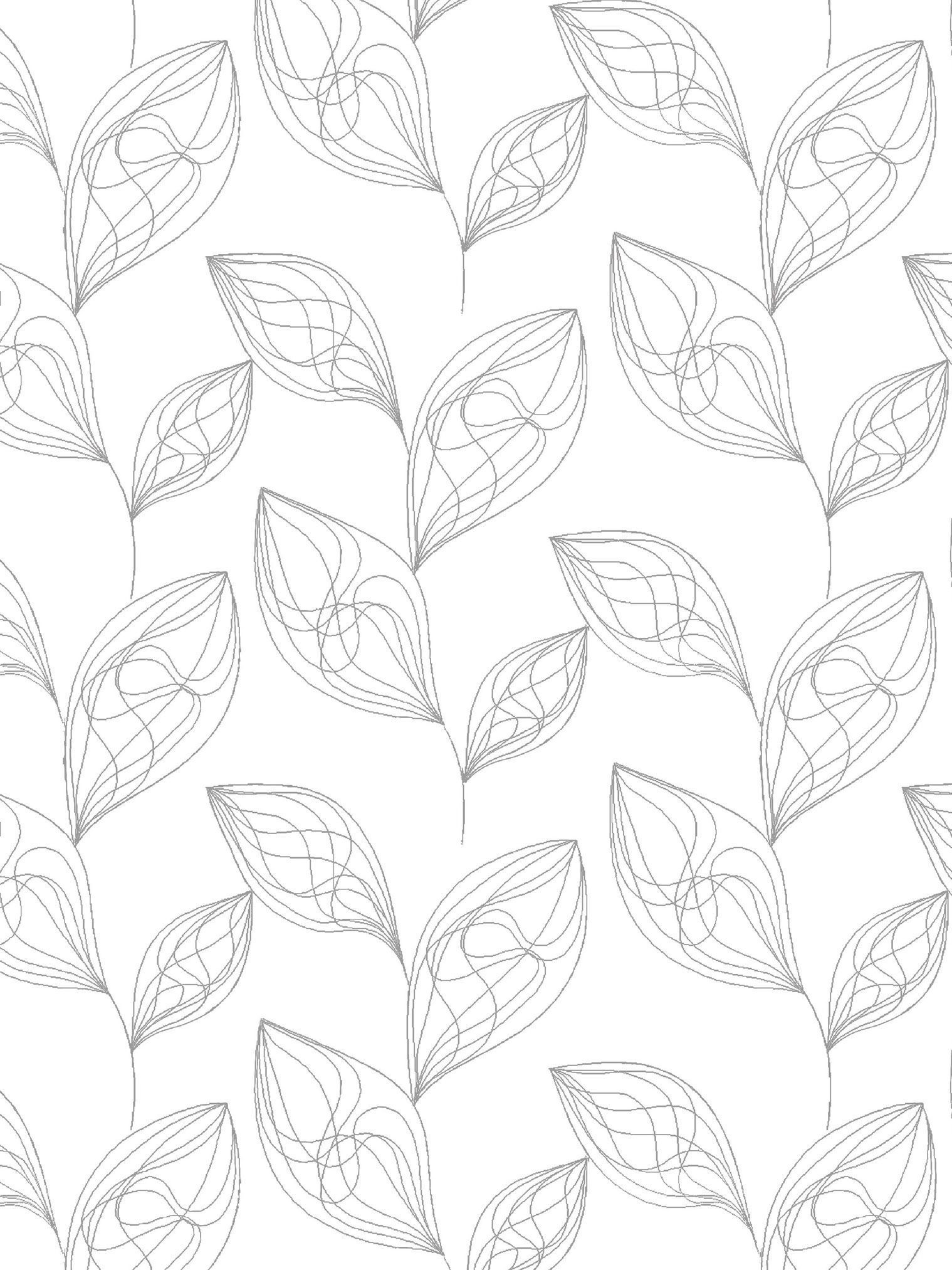 Flächenvorhang mit Weißen Blättern Stoffmuster