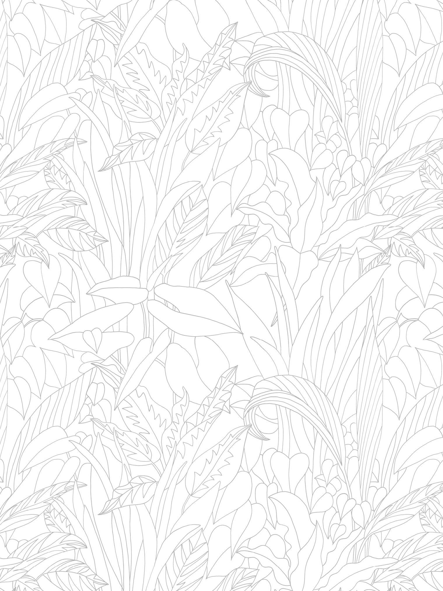 Weißes Blätter Stoffmuster Flächenvorhang Teba