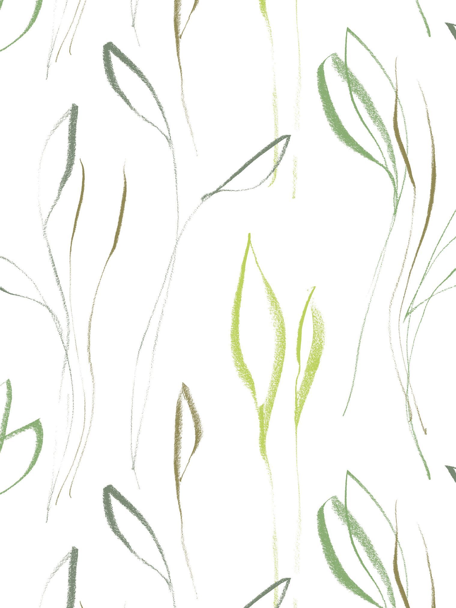 Flächenvorhang mit Weiß grünem Blätter Stoffmuster