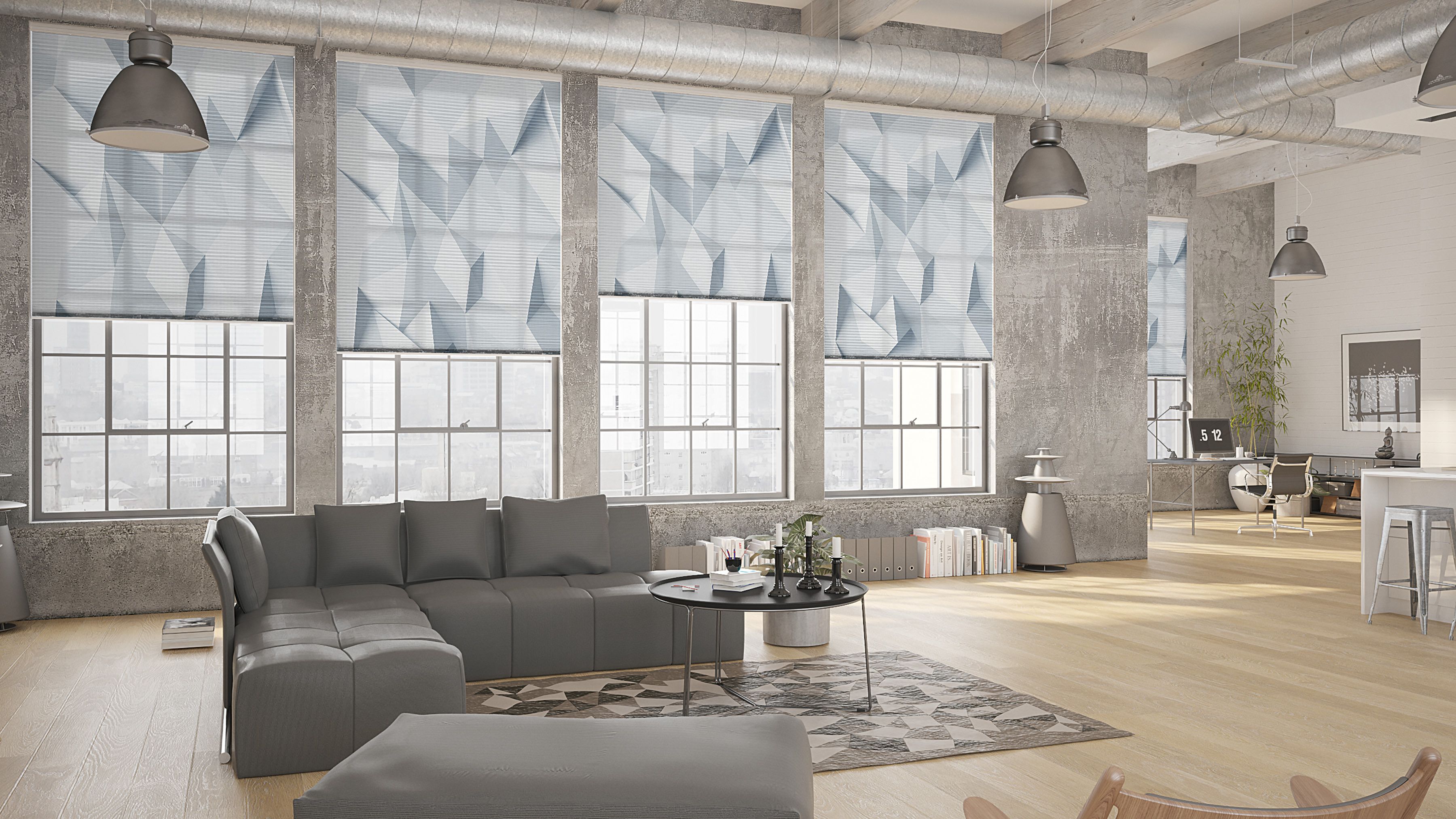 Loft mit Teba DUETTE Wabenplissee