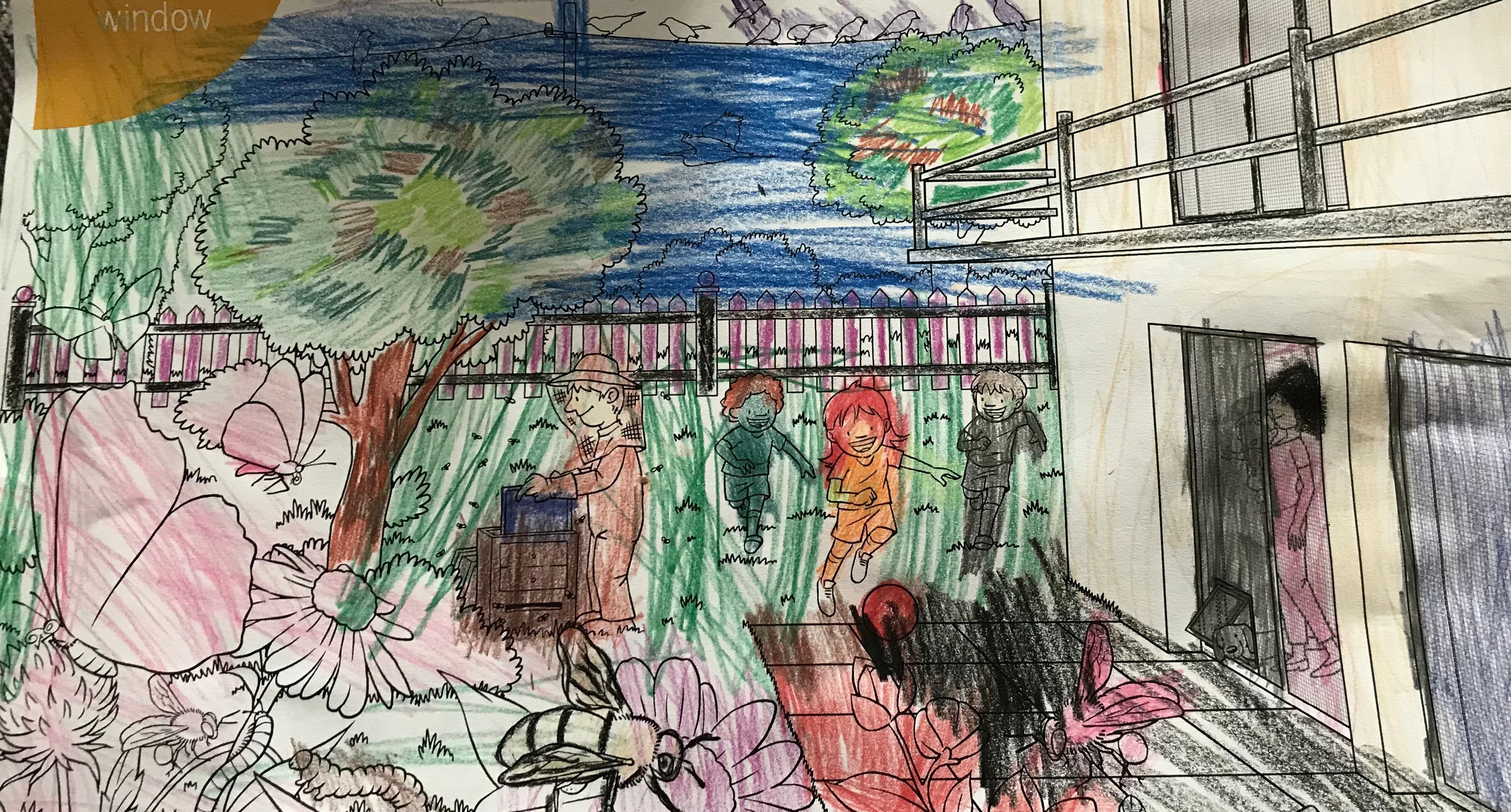 Ausgemaltes Bild aus dem Teba Insektenschutz Malbuch 7