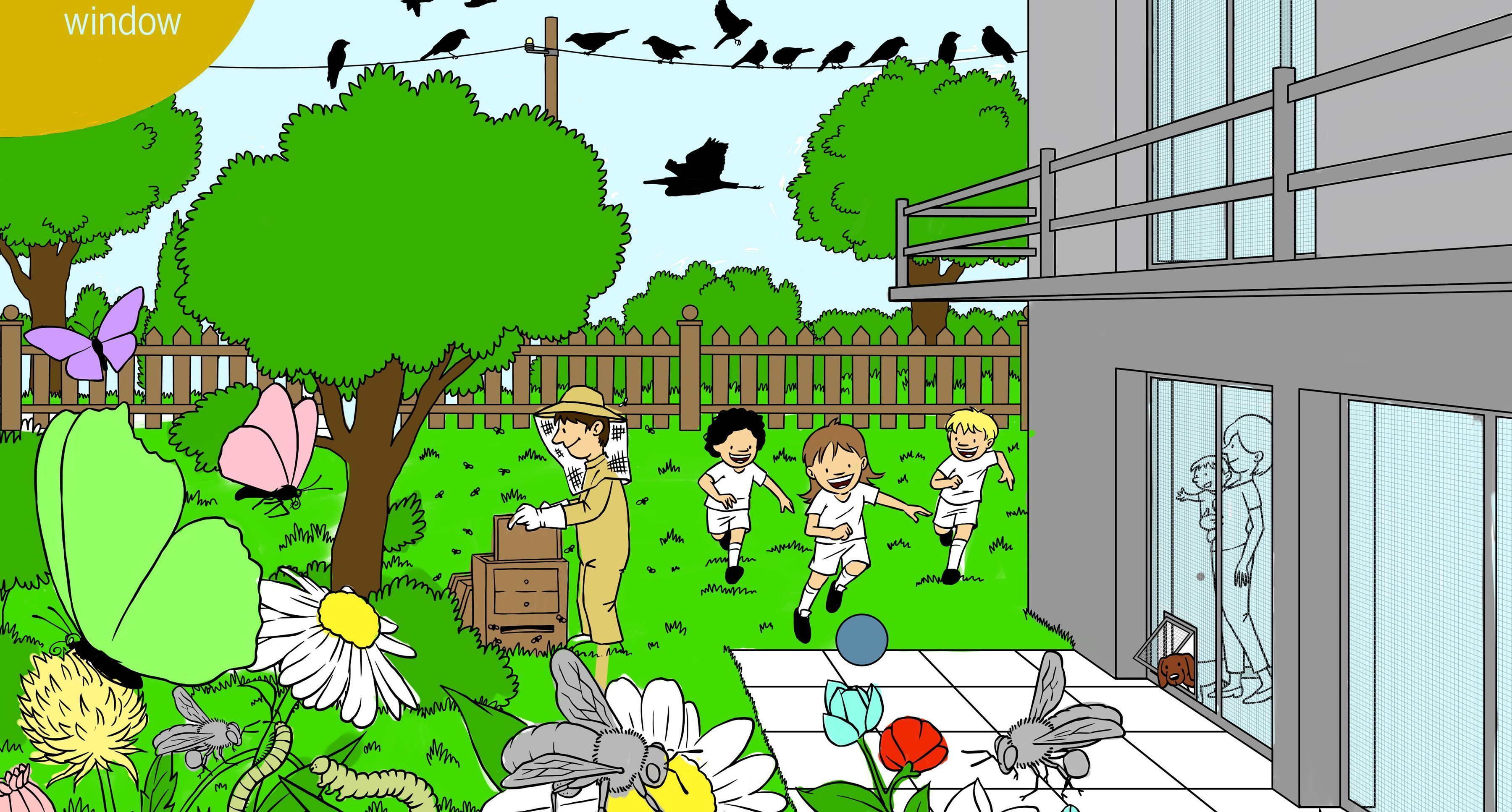 Ausgemaltes Bild aus dem Teba Insektenschutz Malbuch 8