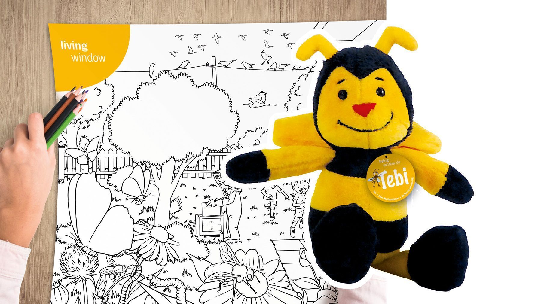 Teba Insektenschutz Malbuch und Kuscheltier Tebi