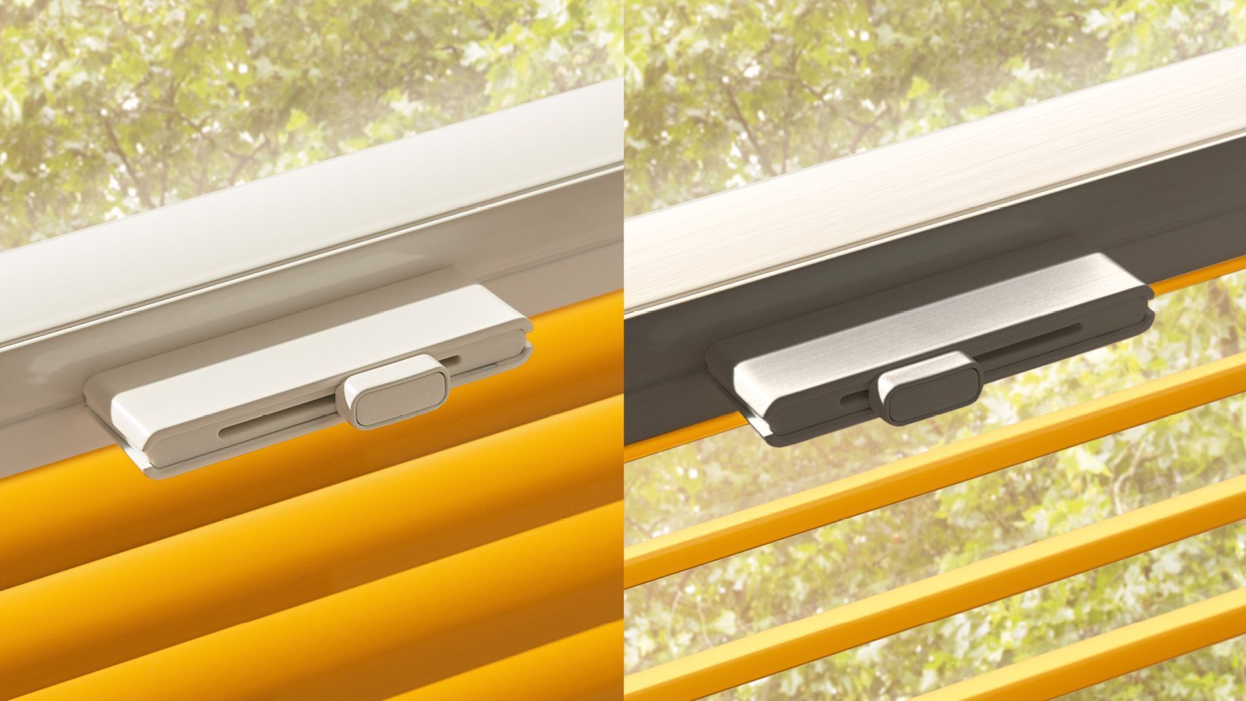 Gelbes Teba Jalousie offen geschlossen