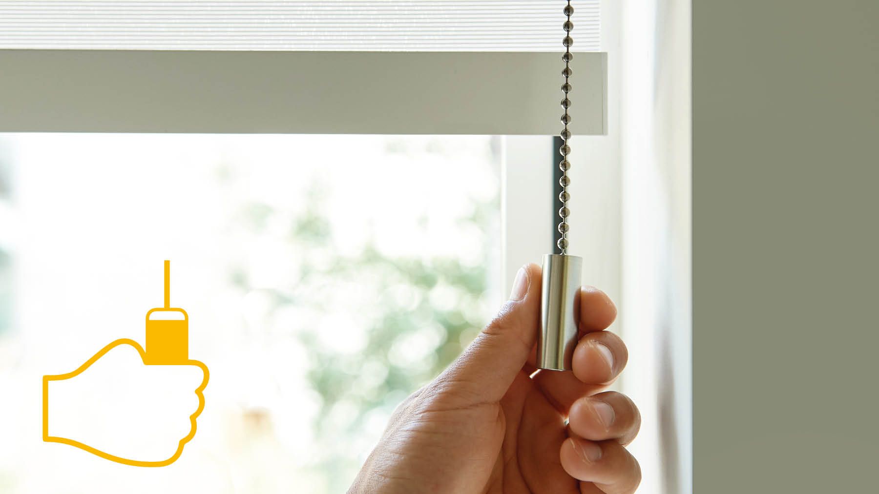 Handhabung der Teba MotionBlinds mit manueller Zugbedineung