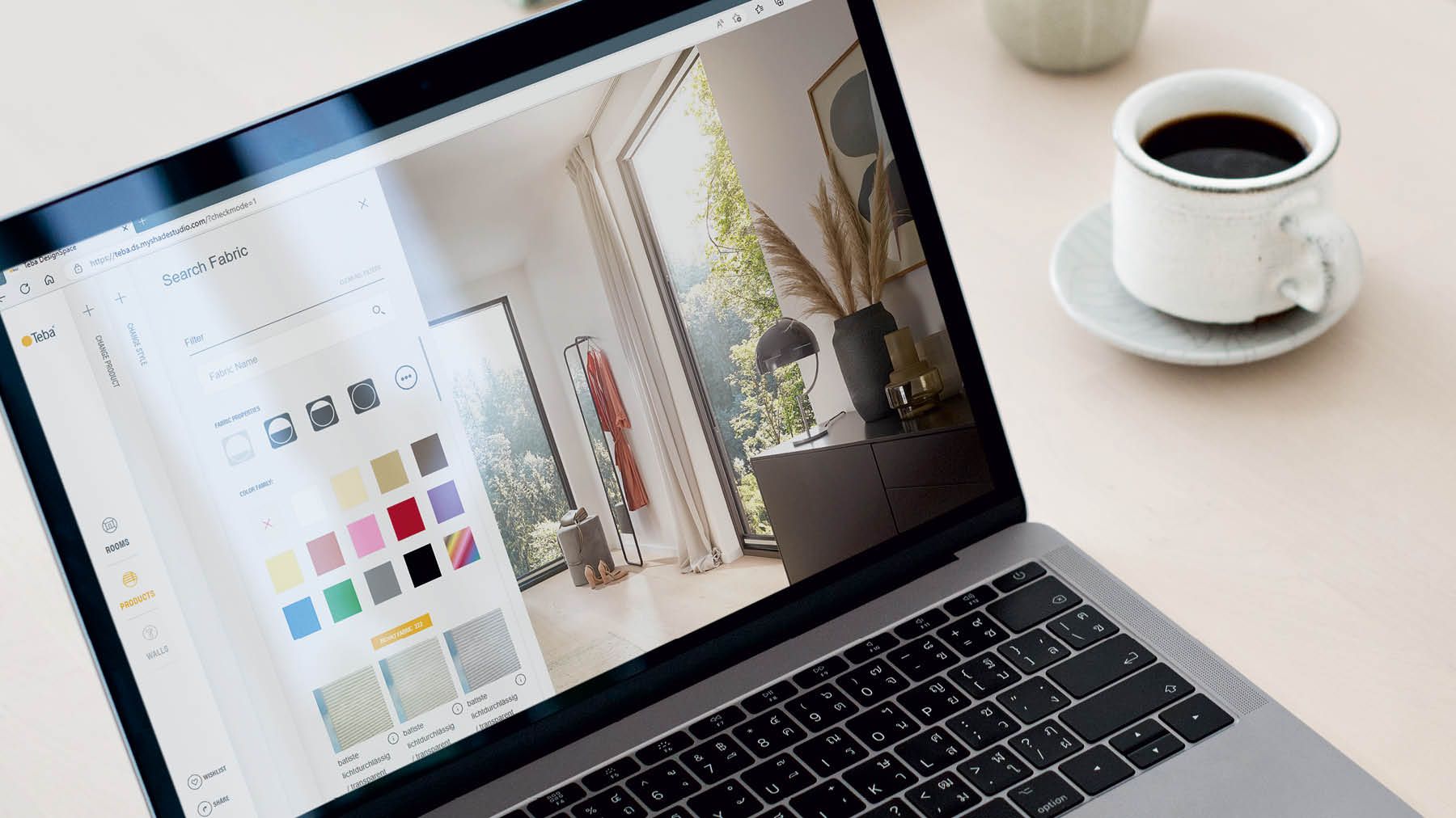 Produktvielfalt der Teba MotionBlinds im Designspace visualisieren