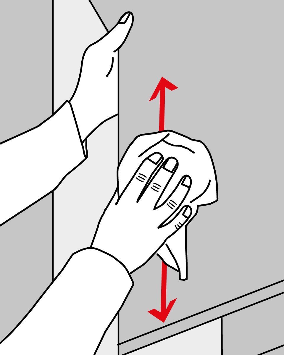 Zuerst Flächenvorhang abwischen