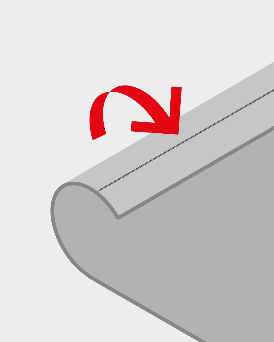 Flächenvohang für die Maschinenwäsche zusammenrollen