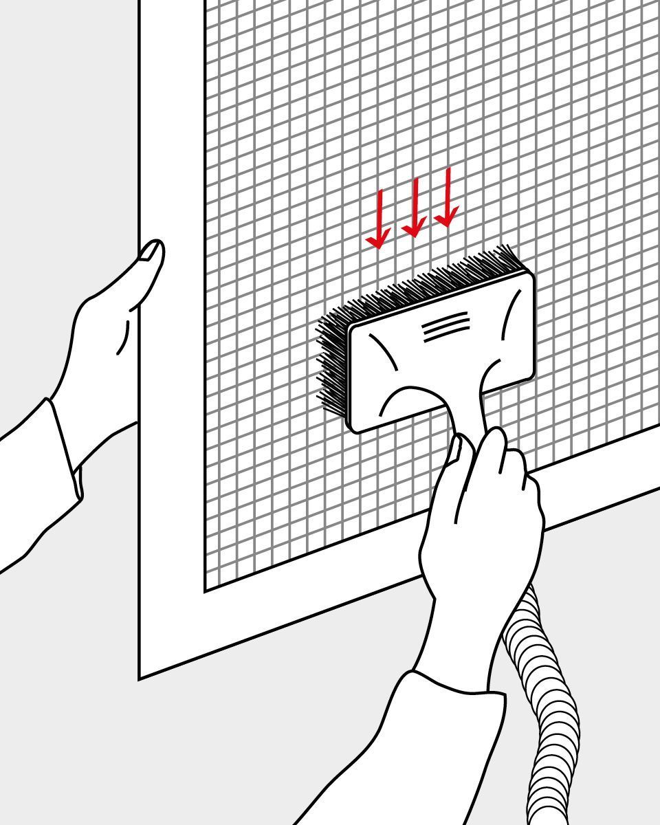 Insektenschutz zum Reinigen absaugen