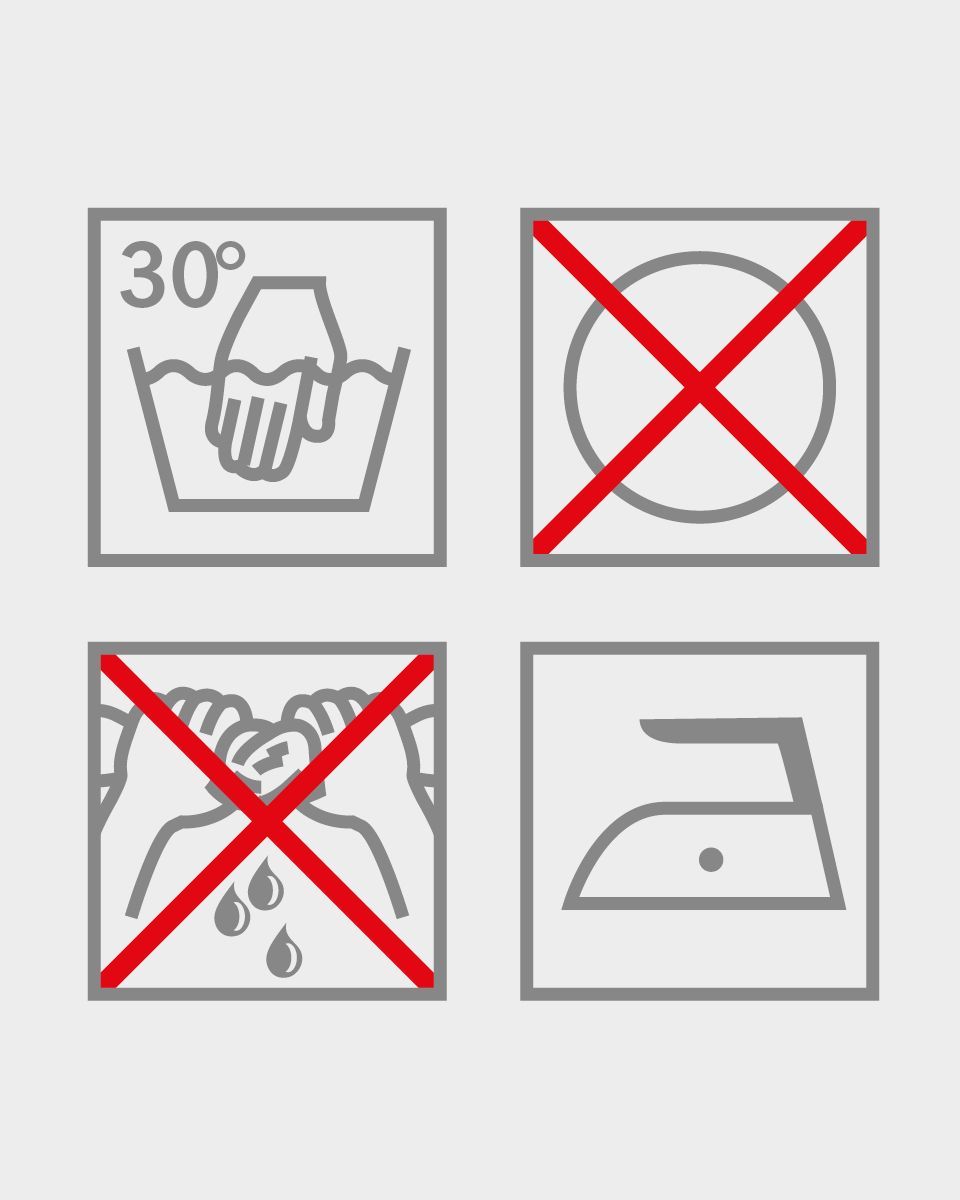 Pictogramme Pflegehinweise Lamellenvorhang