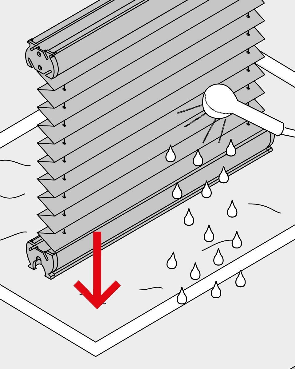 Plissee mit Wasser reinigen