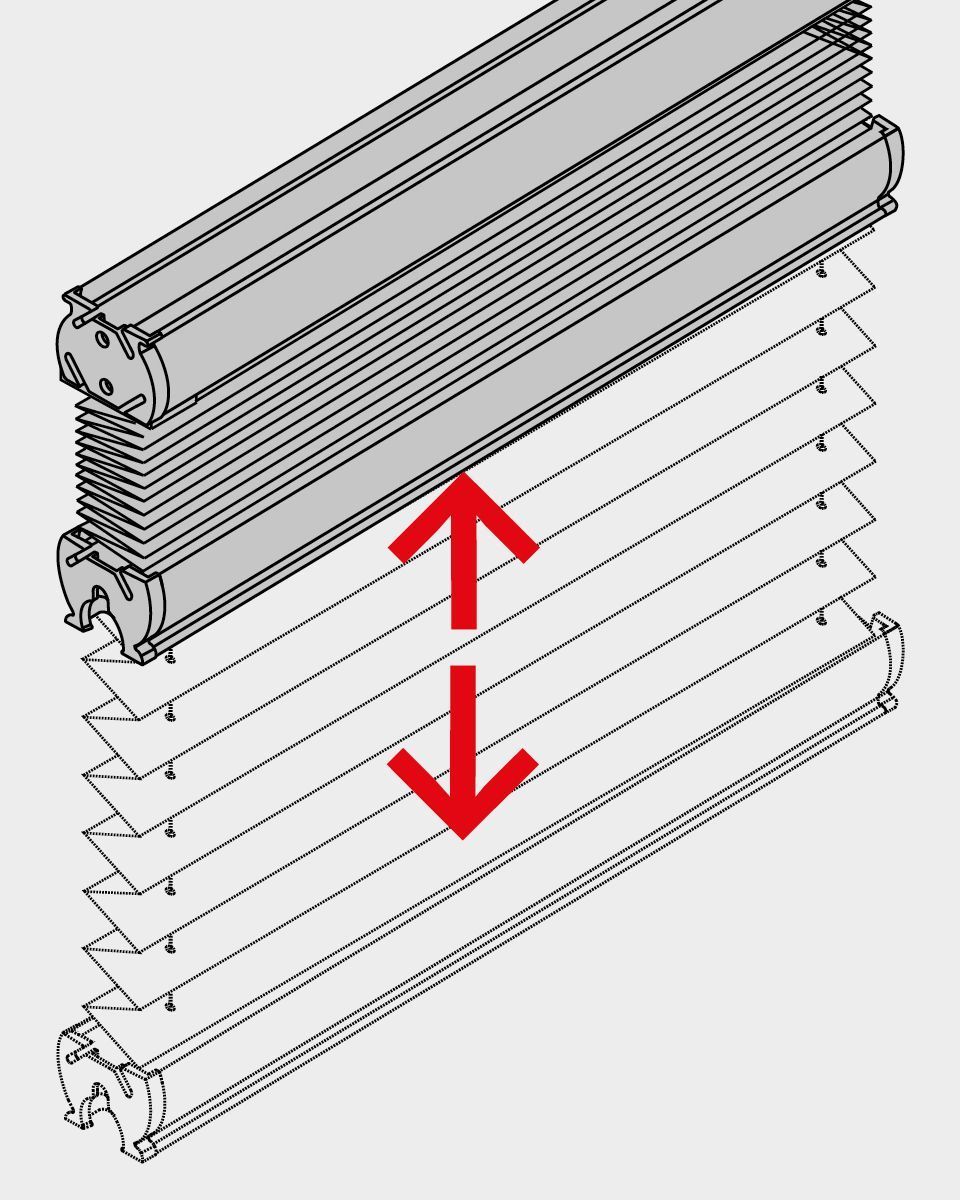 Plissee nach der Reinigung in Falten legen