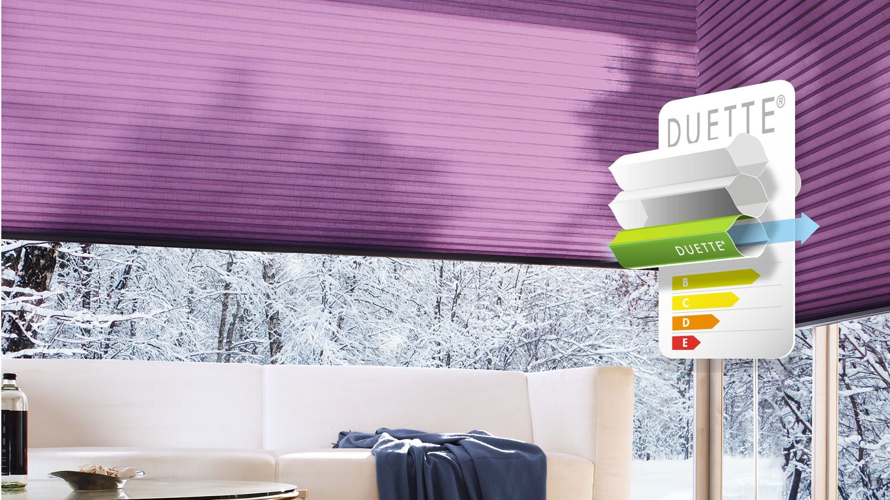 Mit dem Teba DUETTE Wabenplissee sparen Sie Heizkosten