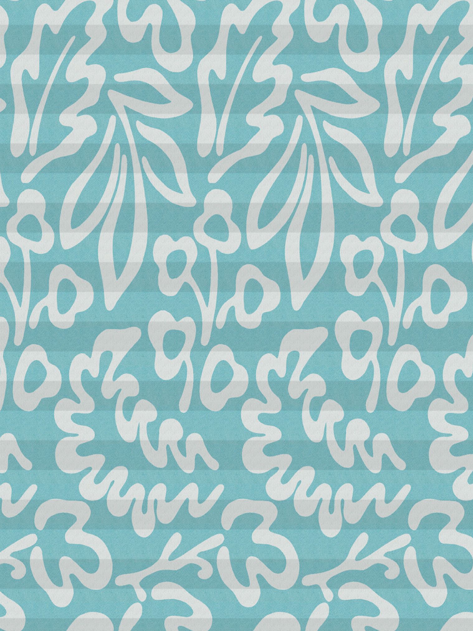 Blaue Blätter Stoffmuster Plissee Teba