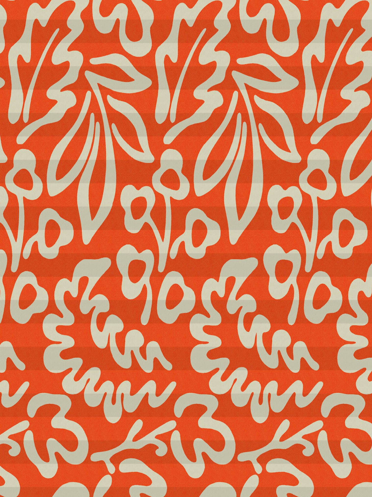 Orangene Blätter Stoffmuster Plissee Teba