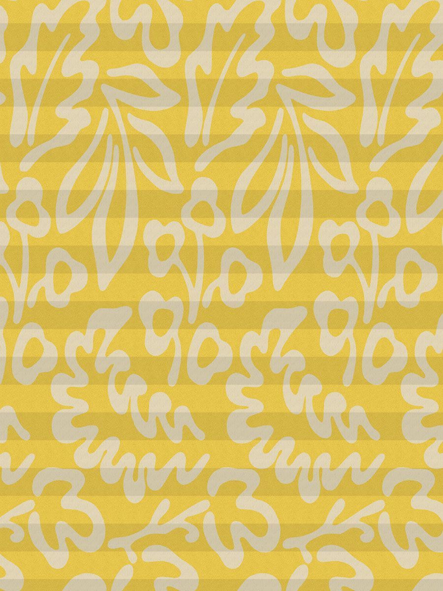 Gelbe Blätter Stoffmuster Plissee Teba