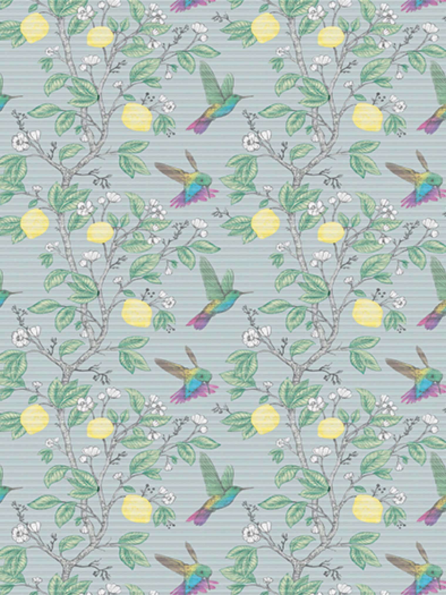 Teba Wabenplissee mit Paradiesvögeln