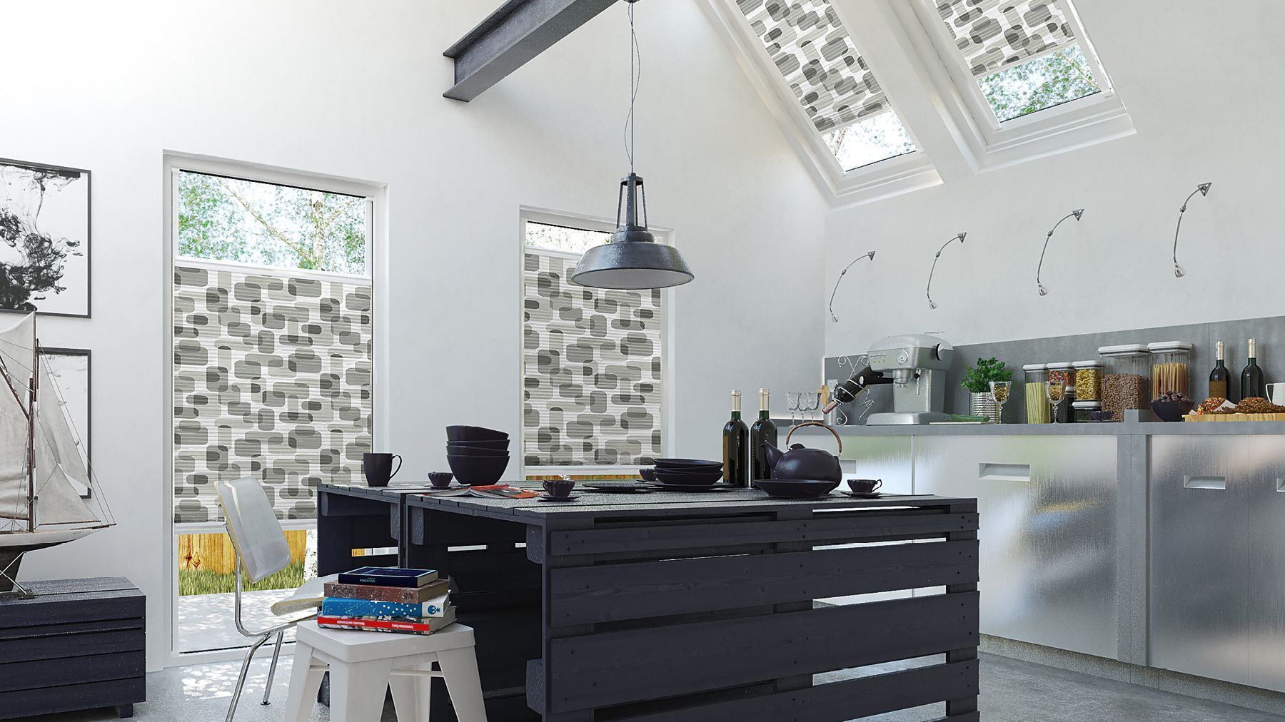 Küche mit Teba DUETTE Wabenplissees