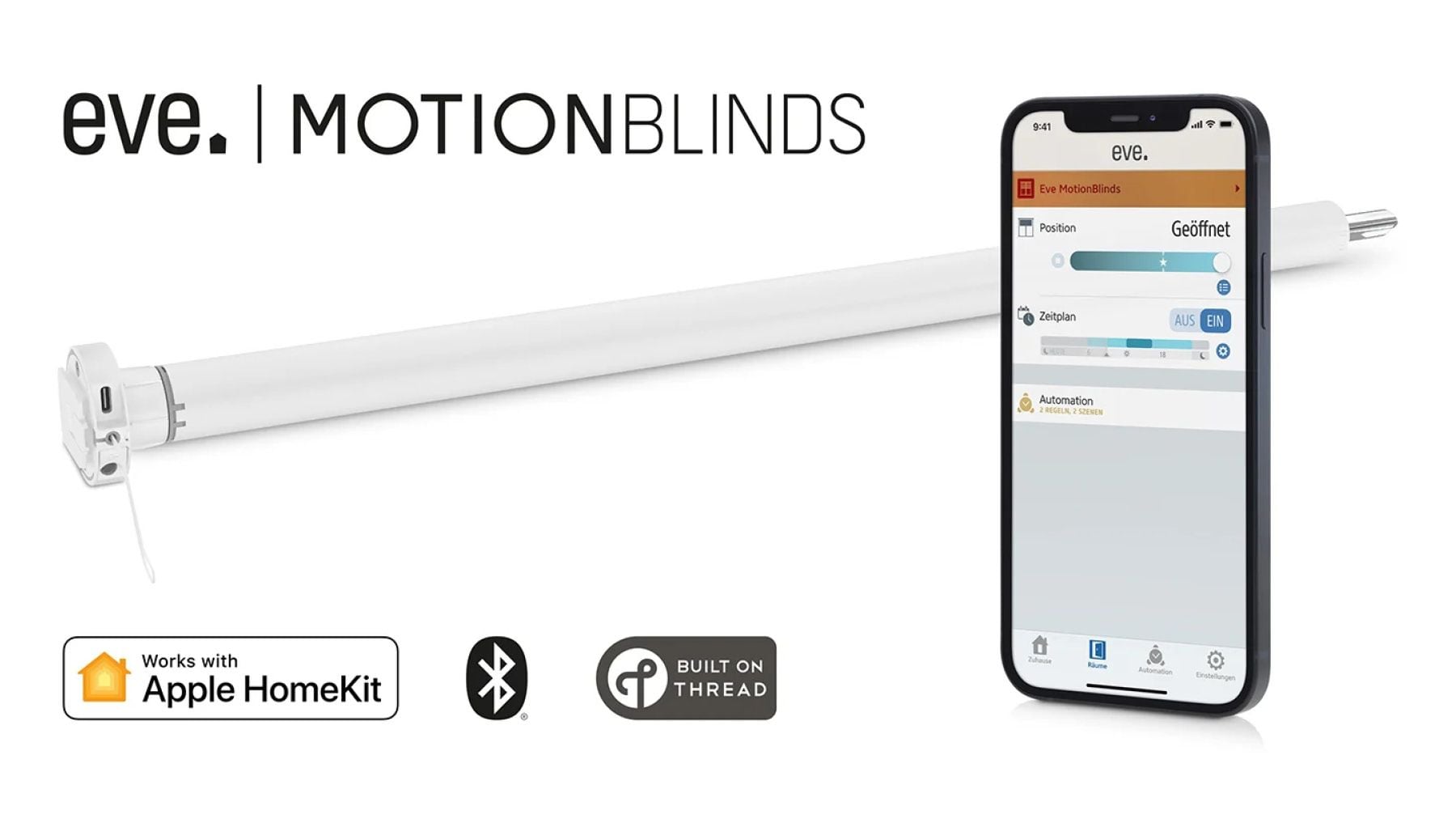 Bedienung teba eve MotionsBlinds mit Apple Homekit
