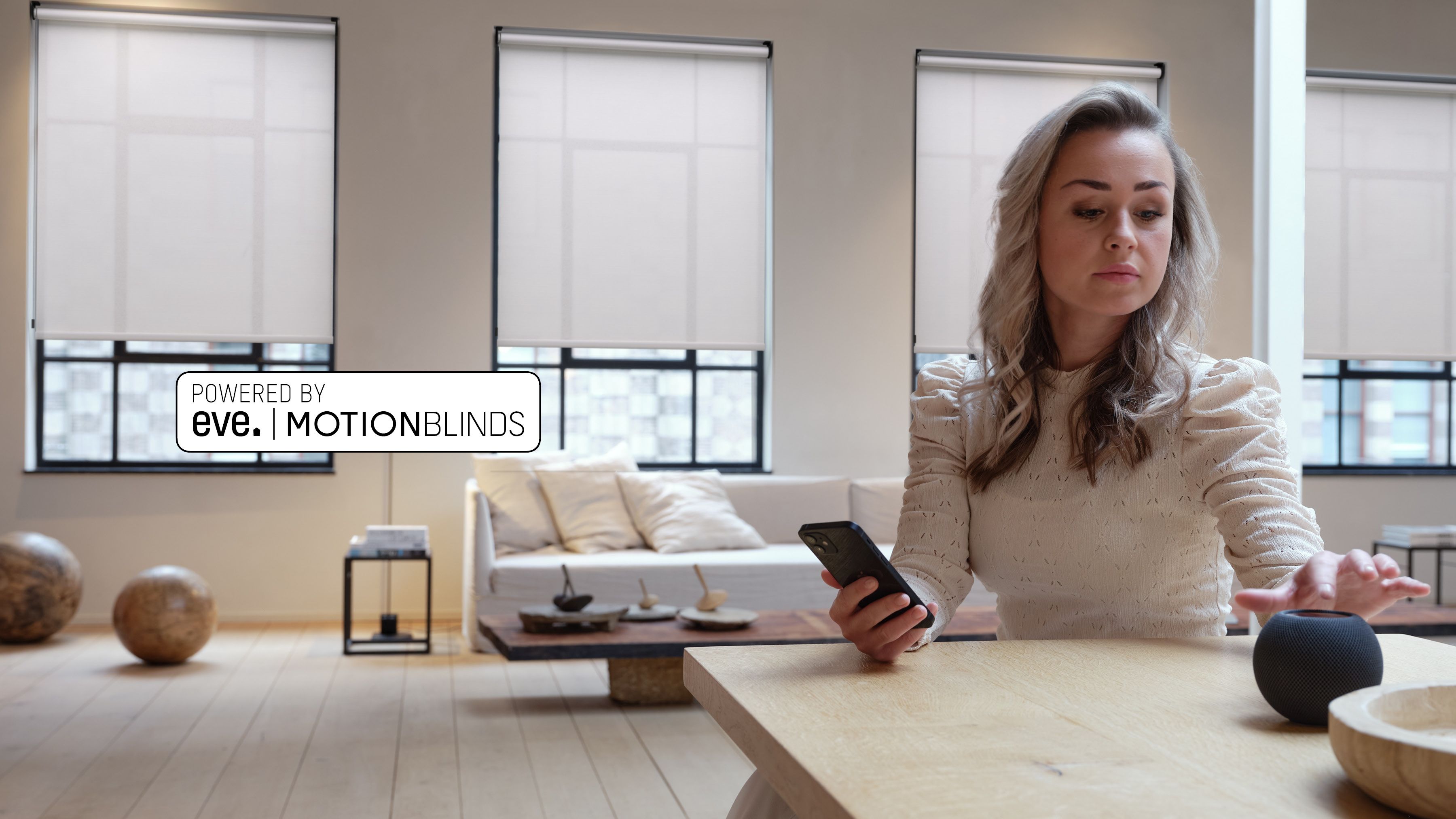 Frau vor teba eve MotionBlinds